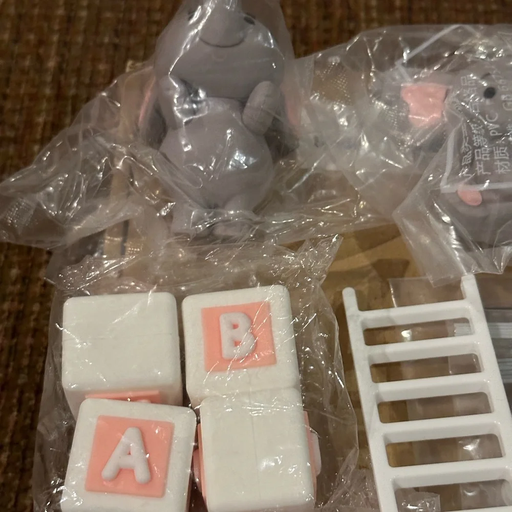 Elephant Cake Toppers Mini 3D Elephants Cake Toppers Baby Shower Decorations